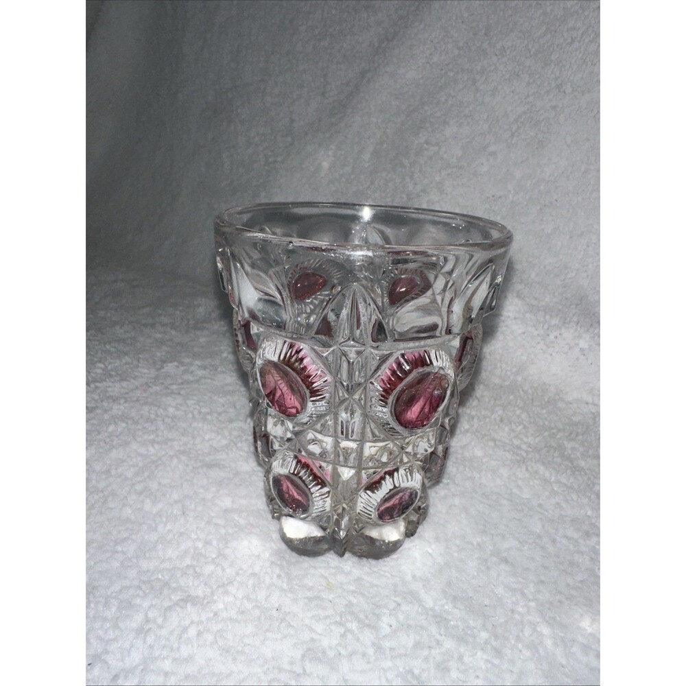 Vintage Ruby Thumbprint Glass Tumbler 4”